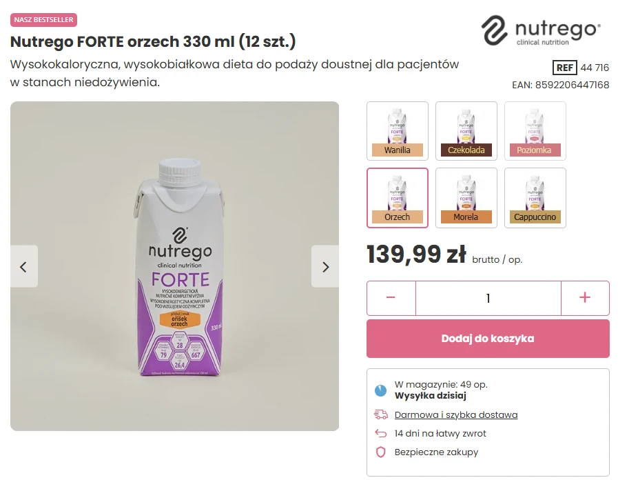Prezentacja strony produktu dla klienta z branży medycznej
