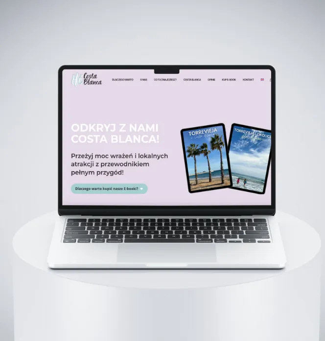 Strona internetowa dla strony podróżniczej ze sklepem internetowym