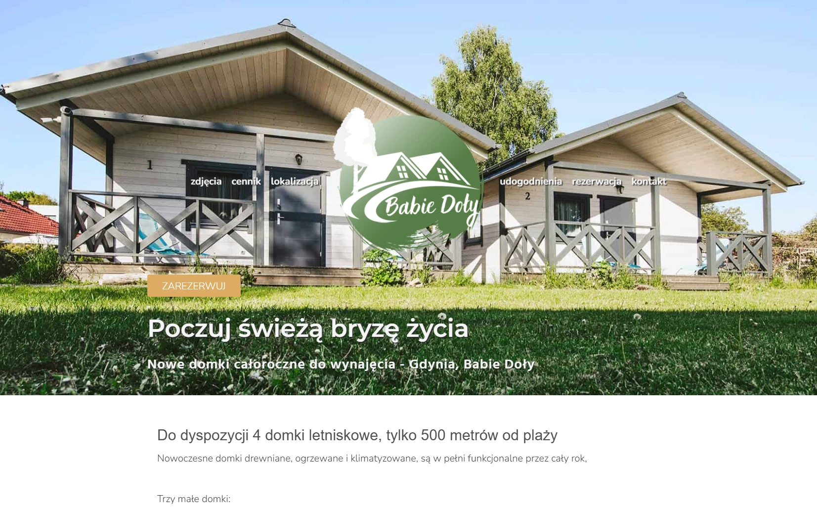 stron internetowa dla ośrodka wypoczynkowego